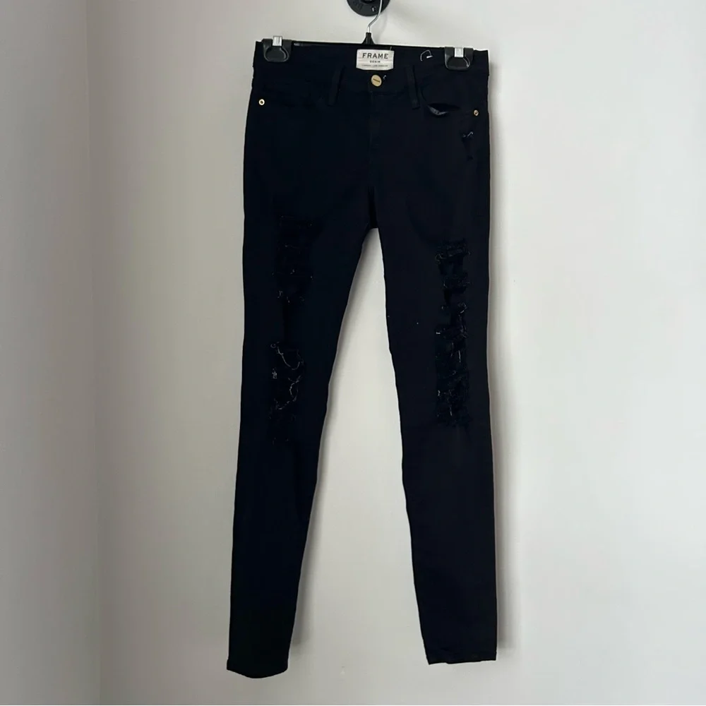FRAME Le Skinny de Jeanne Distressed Jeans - Picture 2 of 12